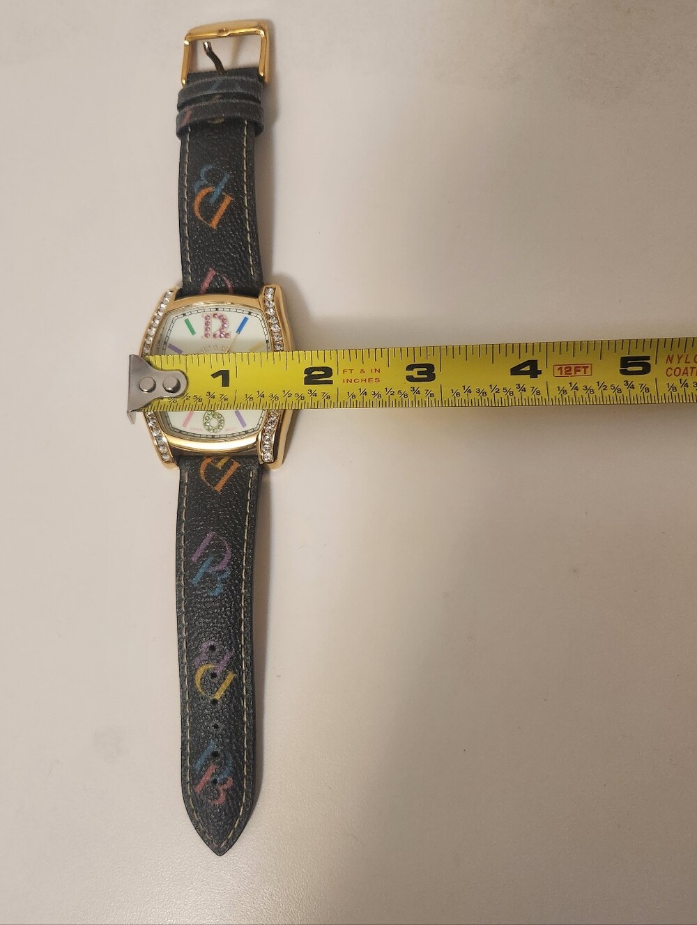 NIB Dooney & Bourke Multicolor DB Monogram Rhinestone Watch & Box MVICR-BL - Picture 11 of 12